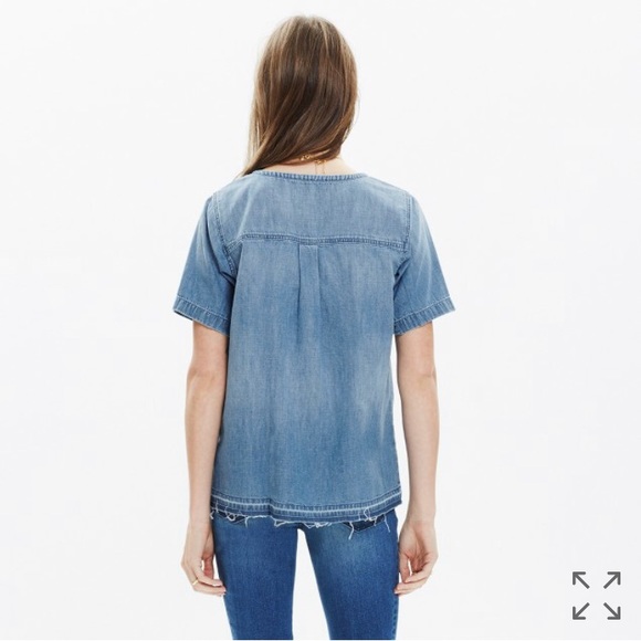 Madewell • Denim Drop-hem Tee in Edna Wash - Picture 7 of 8